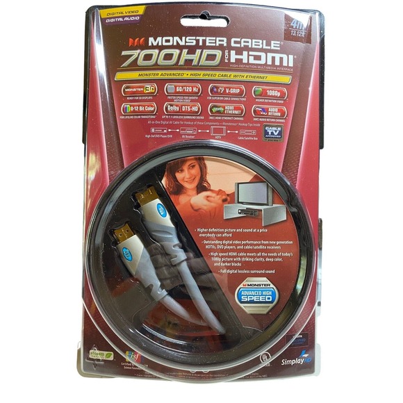 Monster Other - Monster HDMI Cable 700hd 4m Gray 13ft Video & Audio New In Package HD TV